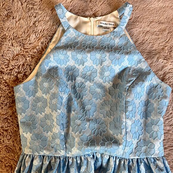 NWOT Wendy Bird Light Icy Blue Floral Formal Party Halter Dress Size: 6 - Picture 8 of 16
